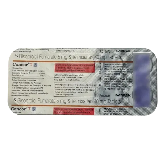 concor t 5/40mg tablet 10's